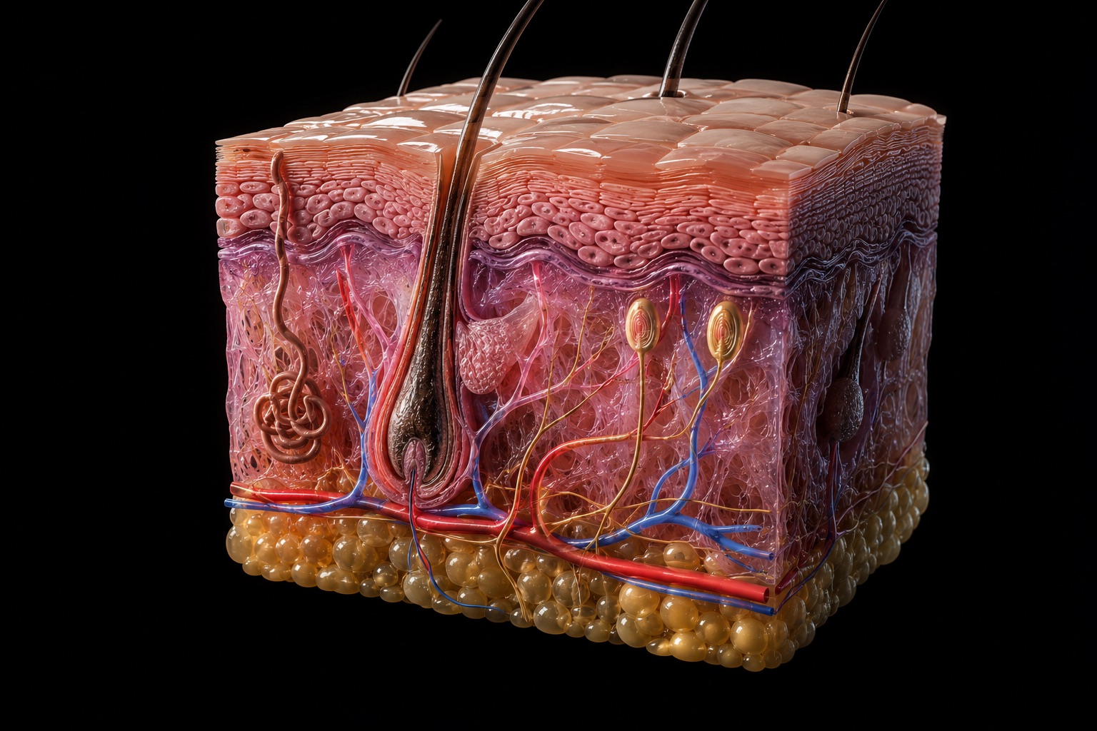 Cross-section anatomy of the skin